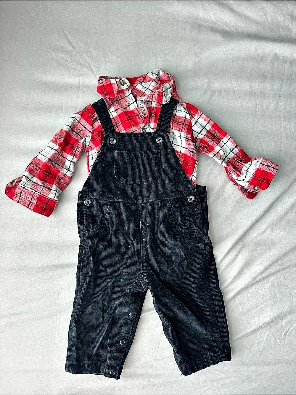 Just One You Made by Carter's Flannel Bodysuit and Corduroy Overalls Set